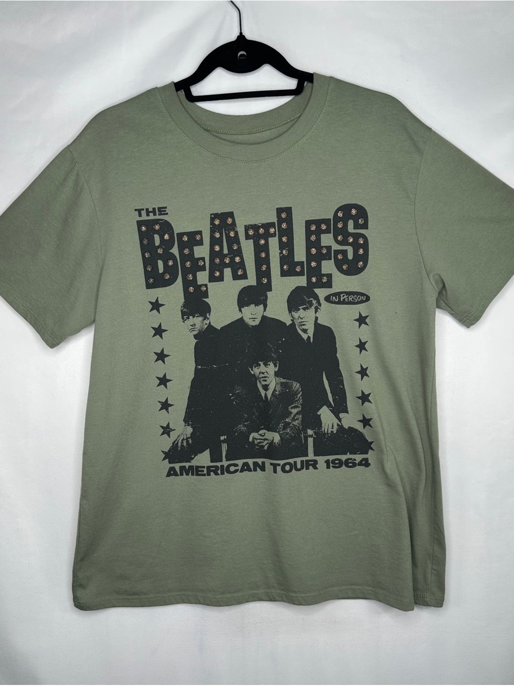 Hybrid Apparel The Beatles Official Tour 1964 Olive Green Graphic T-shirt Sz XL‎